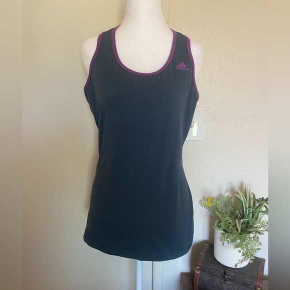 Adidas Women's Black Tank Top with Purple Accents - Picture 1 of 9